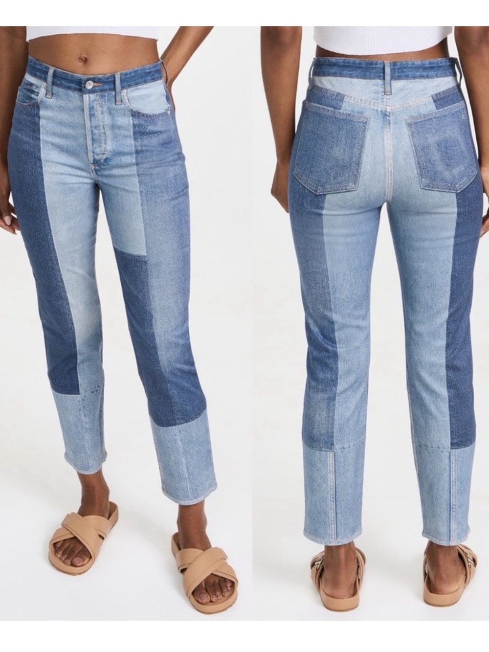 🩵rag & bone Miramar Nina Patchwork Lightweight Cropped High-Waisted Jeans - Picture 2 of 6
